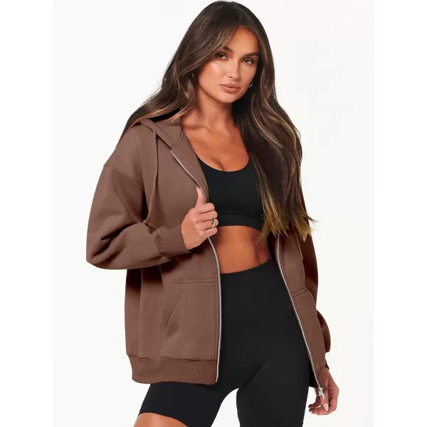 Caracilia Women's Zip Up Hoodies Teen Girls Oversized Sweatshirt Y2K Clothing Cute Fall Casual Drawstring Jacket with Pockets