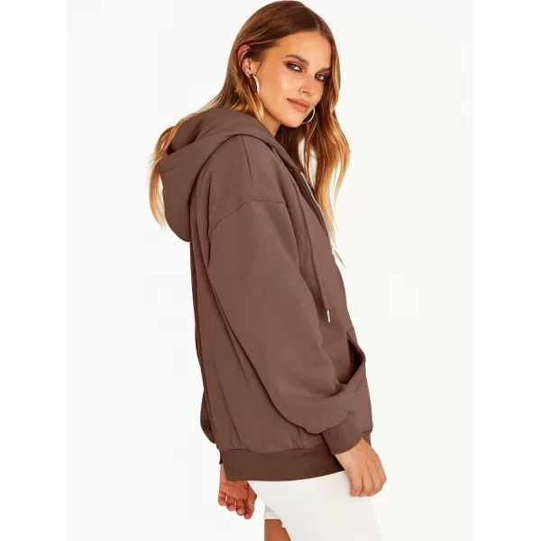 Caracilia Women's Zip Up Hoodies Teen Girls Oversized Sweatshirt Y2K Clothing Cute Fall Casual Drawstring Jacket with Pockets