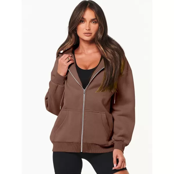 Caracilia Women's Zip Up Hoodies Teen Girls Oversized Sweatshirt Y2K Clothing Cute Fall Casual Drawstring Jacket with Pockets