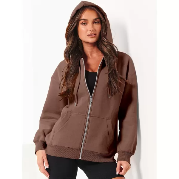 Caracilia Women's Zip Up Hoodies Teen Girls Oversized Sweatshirt Y2K Clothing Cute Fall Casual Drawstring Jacket with Pockets
