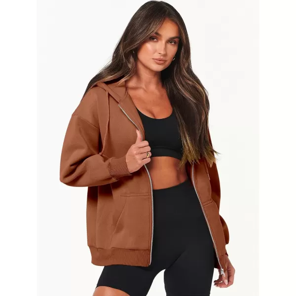 Caracilia Women's Zip Up Hoodies Teen Girls Oversized Sweatshirt Y2K Clothing Cute Fall Casual Drawstring Jacket with Pockets