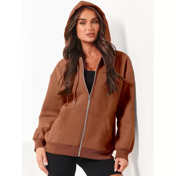 Caracilia Women's Zip Up Hoodies Teen Girls Oversized Sweatshirt Y2K Clothing Cute Fall Casual Drawstring Jacket with Pockets