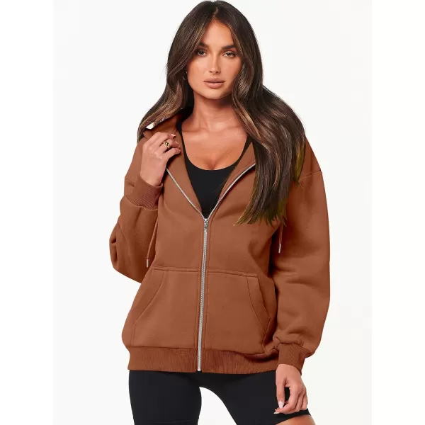 Caracilia Women's Zip Up Hoodies Teen Girls Oversized Sweatshirt Y2K Clothing Cute Fall Casual Drawstring Jacket with Pockets