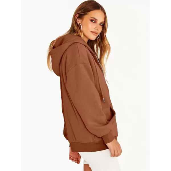 Caracilia Women's Zip Up Hoodies Teen Girls Oversized Sweatshirt Y2K Clothing Cute Fall Casual Drawstring Jacket with Pockets