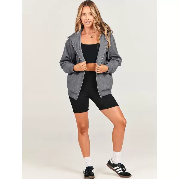 Caracilia Women's Zip Up Hoodies Teen Girls Oversized Sweatshirt Y2K Clothing Cute Fall Casual Drawstring Jacket with Pockets