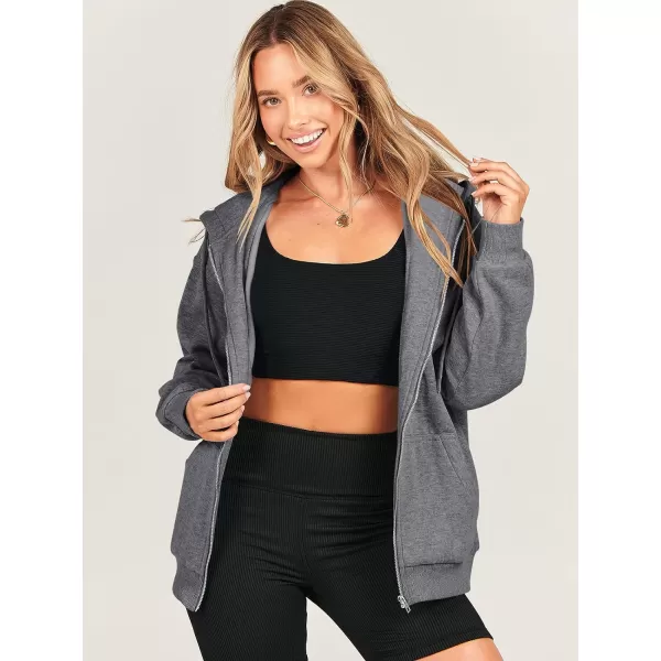 Caracilia Women's Zip Up Hoodies Teen Girls Oversized Sweatshirt Y2K Clothing Cute Fall Casual Drawstring Jacket with Pockets