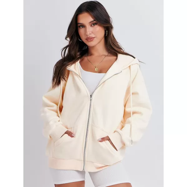 Caracilia Women's Zip Up Hoodies Teen Girls Oversized Sweatshirt Y2K Clothing Cute Fall Casual Drawstring Jacket with Pockets