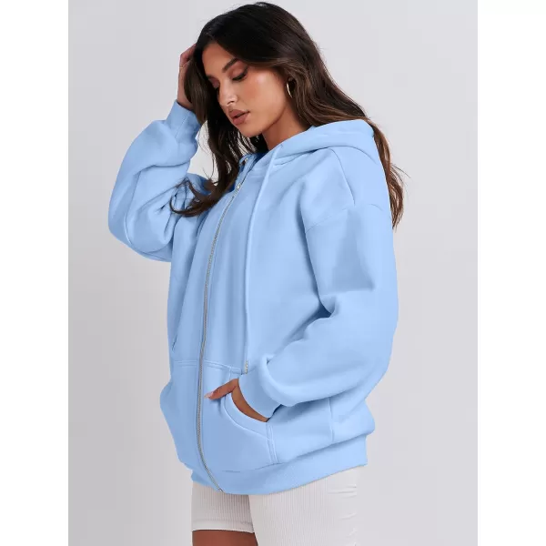 Caracilia Women's Zip Up Hoodies Teen Girls Oversized Sweatshirt Y2K Clothing Cute Fall Casual Drawstring Jacket with Pockets