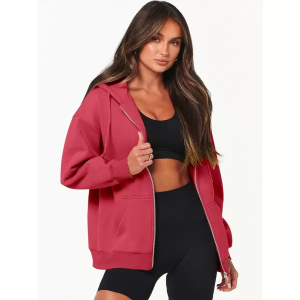 Caracilia Women's Zip Up Hoodies Teen Girls Oversized Sweatshirt Y2K Clothing Cute Fall Casual Drawstring Jacket with Pockets