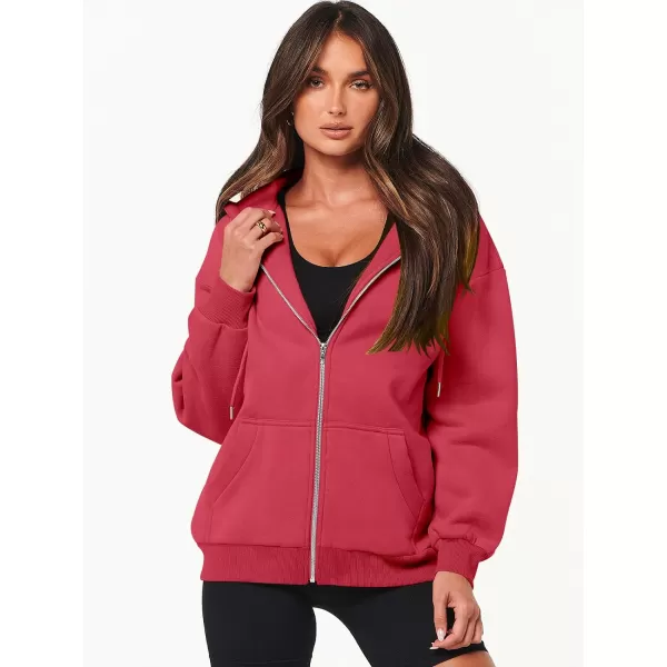Caracilia Women's Zip Up Hoodies Teen Girls Oversized Sweatshirt Y2K Clothing Cute Fall Casual Drawstring Jacket with Pockets
