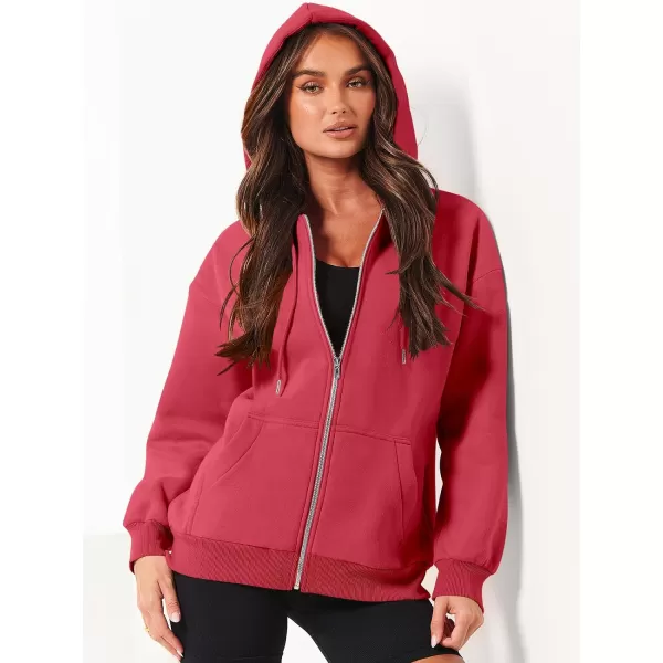 Caracilia Women's Zip Up Hoodies Teen Girls Oversized Sweatshirt Y2K Clothing Cute Fall Casual Drawstring Jacket with Pockets