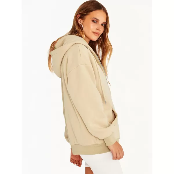 Caracilia Women's Zip Up Hoodies Teen Girls Oversized Sweatshirt Y2K Clothing Cute Fall Casual Drawstring Jacket with Pockets