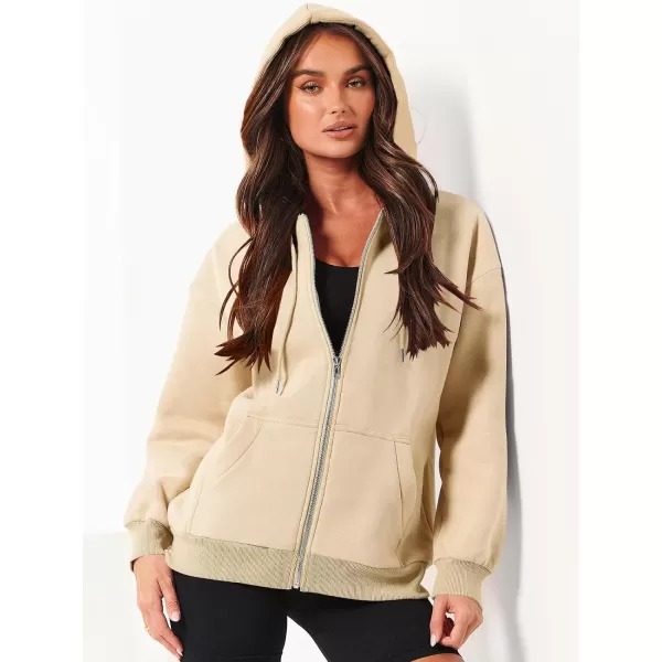 Caracilia Women's Zip Up Hoodies Teen Girls Oversized Sweatshirt Y2K Clothing Cute Fall Casual Drawstring Jacket with Pockets