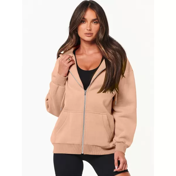 Caracilia Women's Zip Up Hoodies Teen Girls Oversized Sweatshirt Y2K Clothing Cute Fall Casual Drawstring Jacket with Pockets