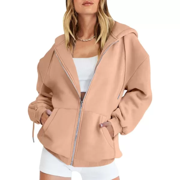 Caracilia Women's Zip Up Hoodies Teen Girls Oversized Sweatshirt Y2K Clothing Cute Fall Casual Drawstring Jacket with Pockets