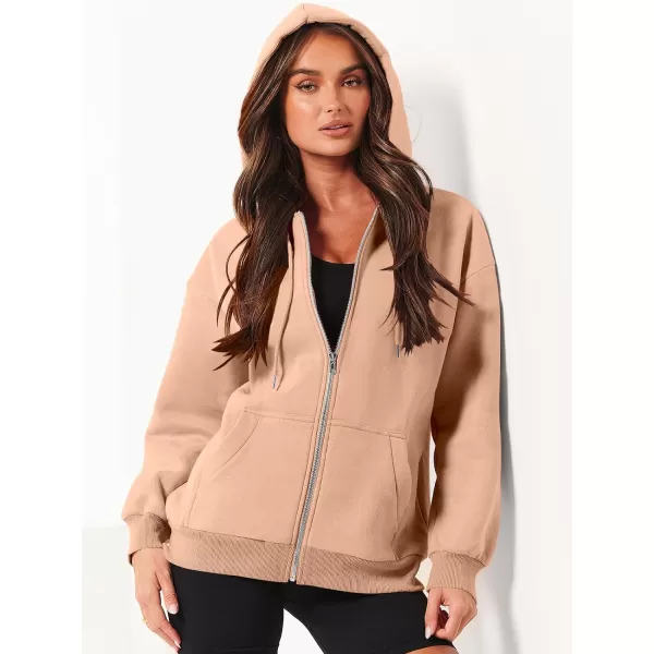 Caracilia Women's Zip Up Hoodies Teen Girls Oversized Sweatshirt Y2K Clothing Cute Fall Casual Drawstring Jacket with Pockets
