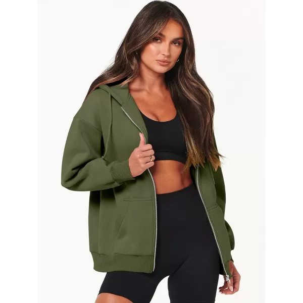 Caracilia Women's Zip Up Hoodies Teen Girls Oversized Sweatshirt Y2K Clothing Cute Fall Casual Drawstring Jacket with Pockets