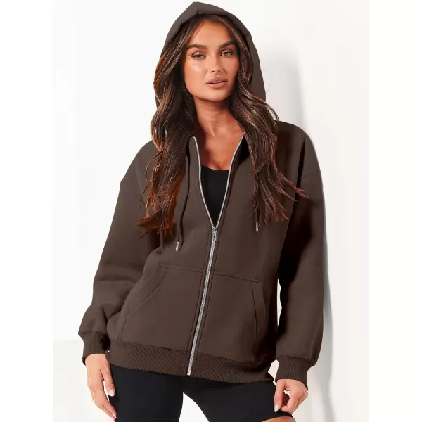 Caracilia Women's Zip Up Hoodies Teen Girls Oversized Sweatshirt Y2K Clothing Cute Fall Casual Drawstring Jacket with Pockets