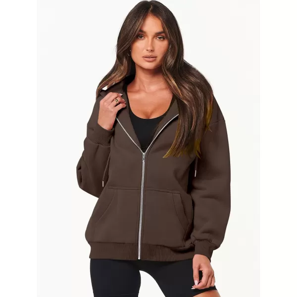 Caracilia Women's Zip Up Hoodies Teen Girls Oversized Sweatshirt Y2K Clothing Cute Fall Casual Drawstring Jacket with Pockets