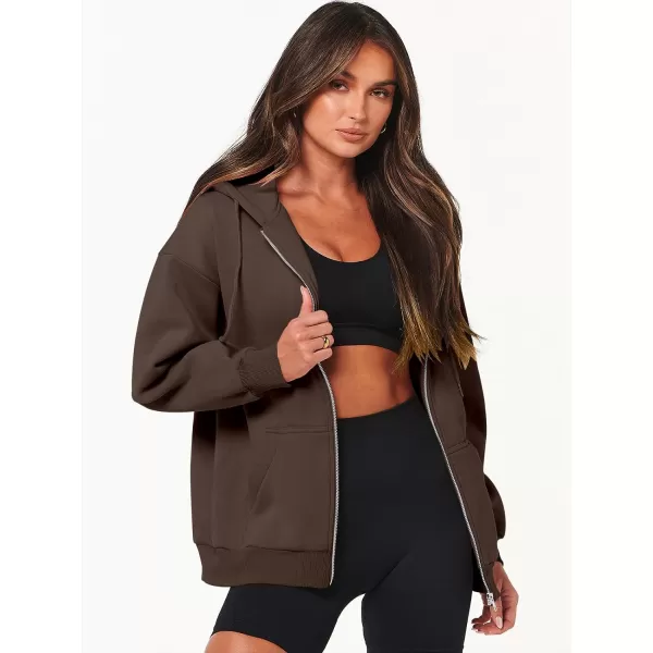 Caracilia Women's Zip Up Hoodies Teen Girls Oversized Sweatshirt Y2K Clothing Cute Fall Casual Drawstring Jacket with Pockets
