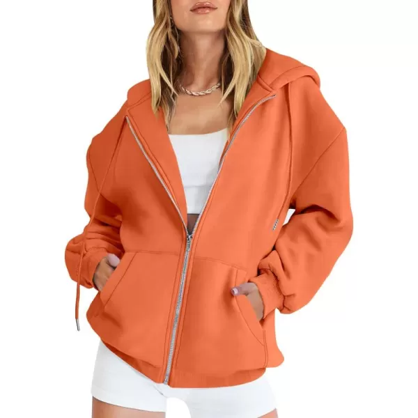 Caracilia Women's Zip Up Hoodies Teen Girls Oversized Sweatshirt Y2K Clothing Cute Fall Casual Drawstring Jacket with Pockets