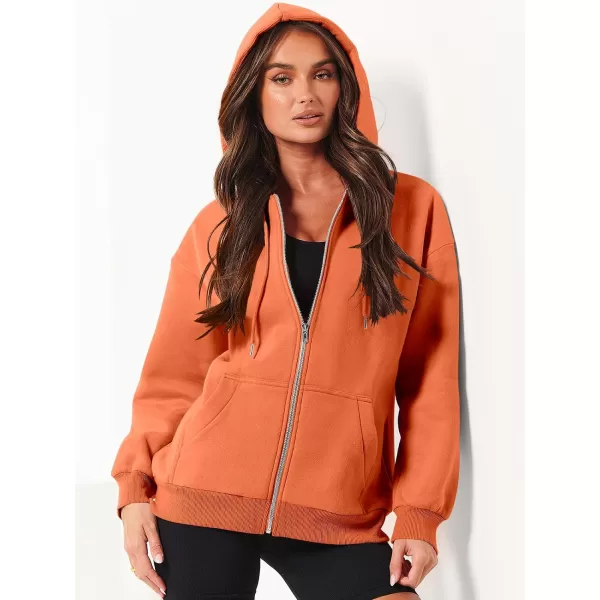Caracilia Women's Zip Up Hoodies Teen Girls Oversized Sweatshirt Y2K Clothing Cute Fall Casual Drawstring Jacket with Pockets