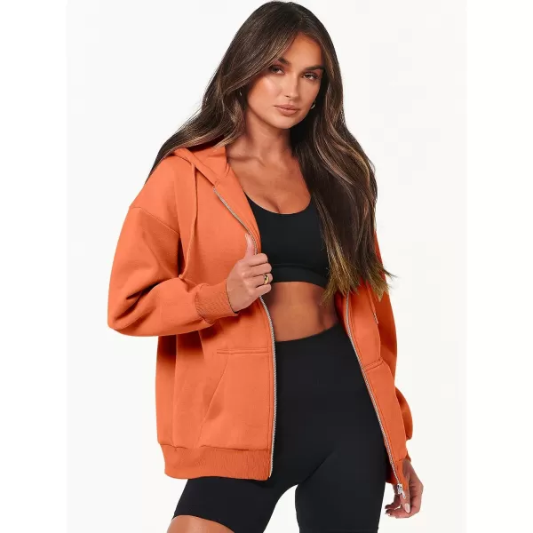 Caracilia Women's Zip Up Hoodies Teen Girls Oversized Sweatshirt Y2K Clothing Cute Fall Casual Drawstring Jacket with Pockets
