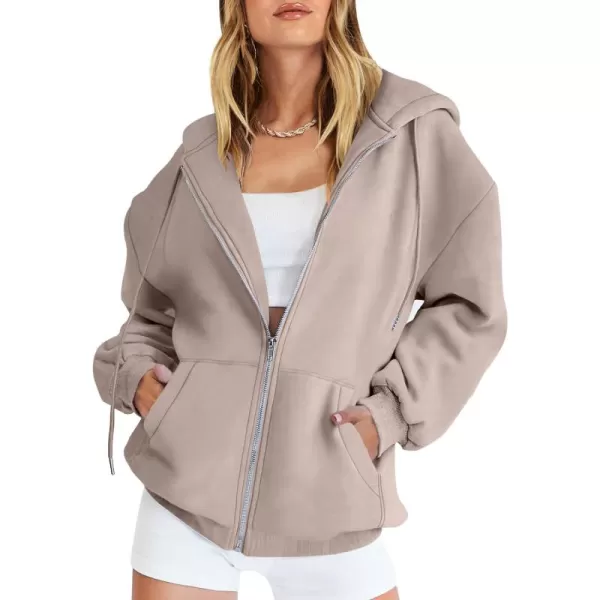 Caracilia Women's Zip Up Hoodies Teen Girls Oversized Sweatshirt Y2K Clothing Cute Fall Casual Drawstring Jacket with Pockets