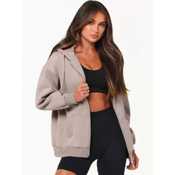 Caracilia Women's Zip Up Hoodies Teen Girls Oversized Sweatshirt Y2K Clothing Cute Fall Casual Drawstring Jacket with Pockets