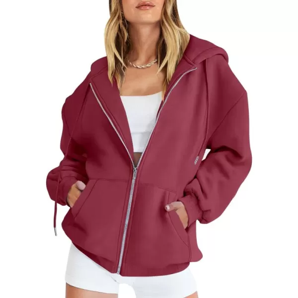 Caracilia Women's Zip Up Hoodies Teen Girls Oversized Sweatshirt Y2K Clothing Cute Fall Casual Drawstring Jacket with Pockets