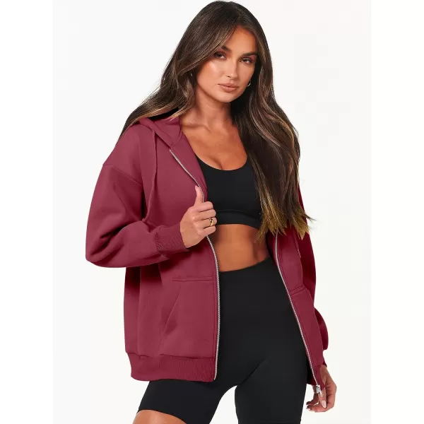 Caracilia Women's Zip Up Hoodies Teen Girls Oversized Sweatshirt Y2K Clothing Cute Fall Casual Drawstring Jacket with Pockets