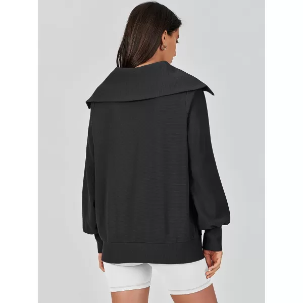 Caracilia Womens Zip Up Sweatshirt Oversized Hoodies Sweater Cute Casual Outfits Top 2023 Fall Winter Jacket Trendy Clothes