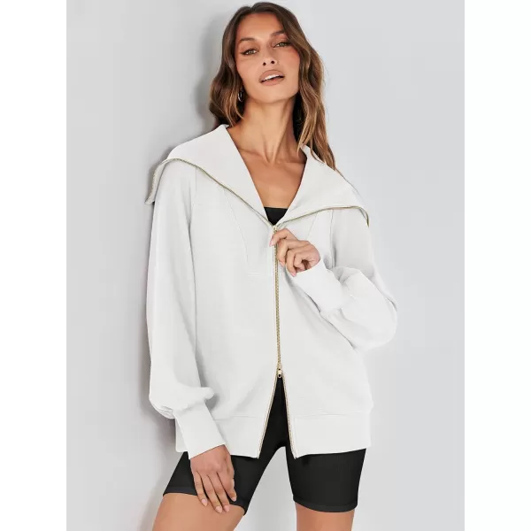 Caracilia Womens Zip Up Sweatshirt Oversized Hoodies Sweater Cute Casual Outfits Top 2023 Fall Winter Jacket Trendy Clothes