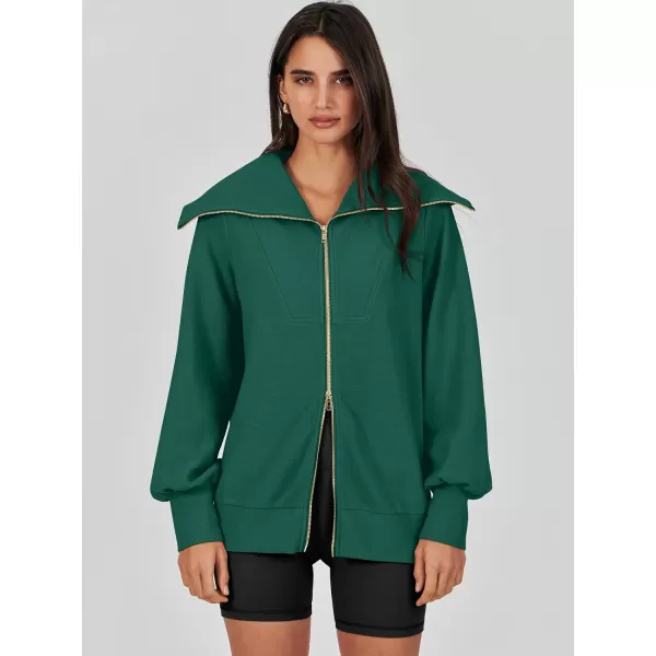 Caracilia Womens Zip Up Sweatshirt Oversized Hoodies Sweater Cute Casual Outfits Top 2023 Fall Winter Jacket Trendy Clothes