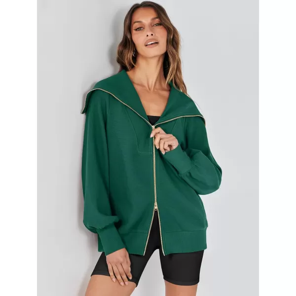 Caracilia Womens Zip Up Sweatshirt Oversized Hoodies Sweater Cute Casual Outfits Top 2023 Fall Winter Jacket Trendy Clothes