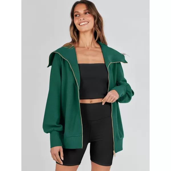 Caracilia Womens Zip Up Sweatshirt Oversized Hoodies Sweater Cute Casual Outfits Top 2023 Fall Winter Jacket Trendy Clothes