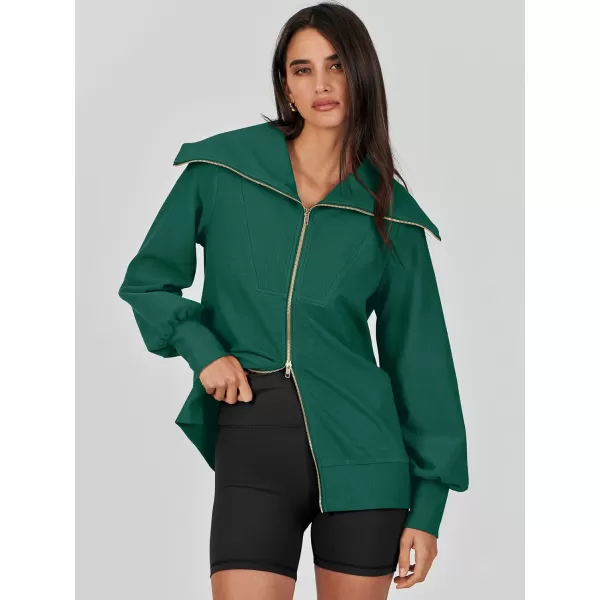 Caracilia Womens Zip Up Sweatshirt Oversized Hoodies Sweater Cute Casual Outfits Top 2023 Fall Winter Jacket Trendy Clothes