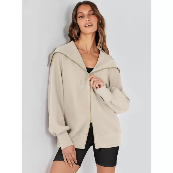 Caracilia Womens Zip Up Sweatshirt Oversized Hoodies Sweater Cute Casual Outfits Top 2023 Fall Winter Jacket Trendy Clothes