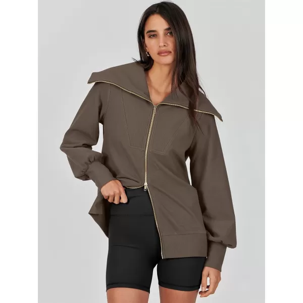 Caracilia Womens Zip Up Sweatshirt Oversized Hoodies Sweater Cute Casual Outfits Top 2023 Fall Winter Jacket Trendy Clothes