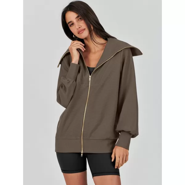 Caracilia Womens Zip Up Sweatshirt Oversized Hoodies Sweater Cute Casual Outfits Top 2023 Fall Winter Jacket Trendy Clothes