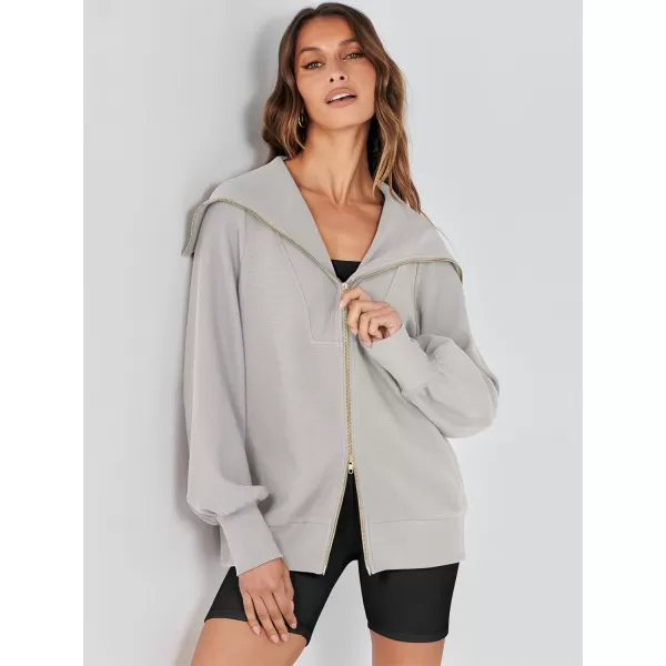 Caracilia Womens Zip Up Sweatshirt Oversized Hoodies Sweater Cute Casual Outfits Top 2023 Fall Winter Jacket Trendy Clothes