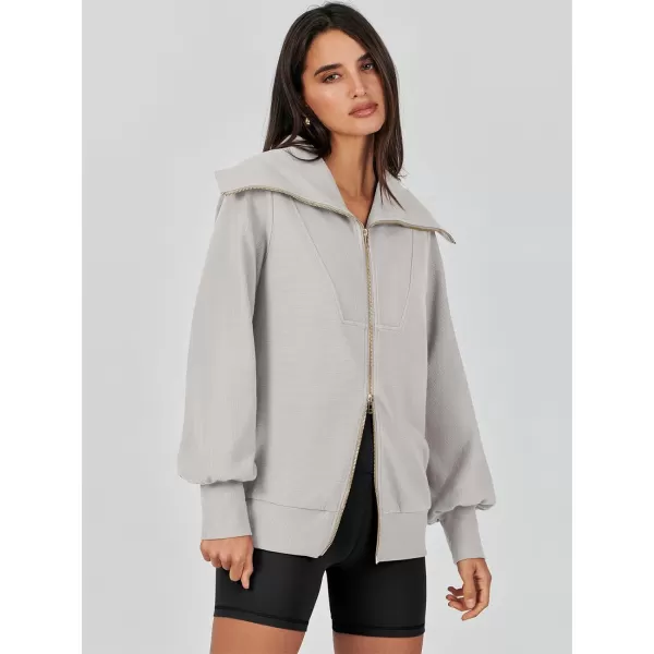 Caracilia Womens Zip Up Sweatshirt Oversized Hoodies Sweater Cute Casual Outfits Top 2023 Fall Winter Jacket Trendy Clothes