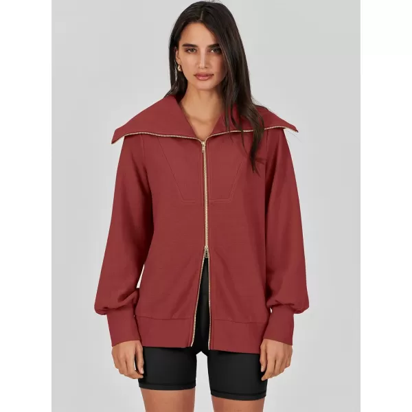Caracilia Womens Zip Up Sweatshirt Oversized Hoodies Sweater Cute Casual Outfits Top 2023 Fall Winter Jacket Trendy Clothes