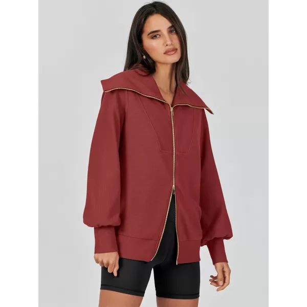Caracilia Womens Zip Up Sweatshirt Oversized Hoodies Sweater Cute Casual Outfits Top 2023 Fall Winter Jacket Trendy Clothes