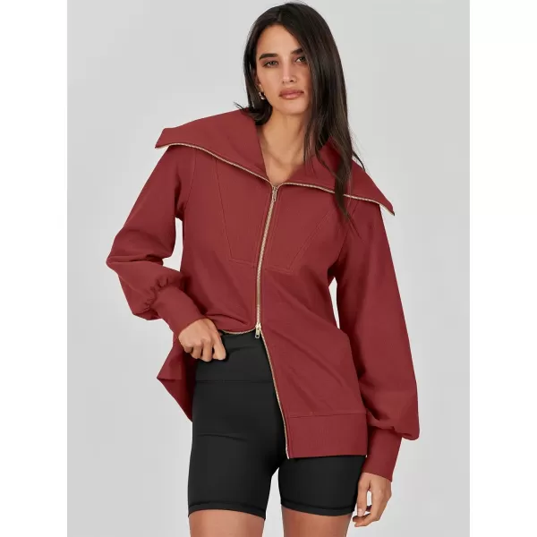 Caracilia Womens Zip Up Sweatshirt Oversized Hoodies Sweater Cute Casual Outfits Top 2023 Fall Winter Jacket Trendy Clothes