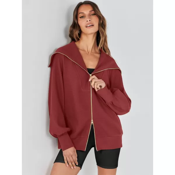Caracilia Womens Zip Up Sweatshirt Oversized Hoodies Sweater Cute Casual Outfits Top 2023 Fall Winter Jacket Trendy Clothes