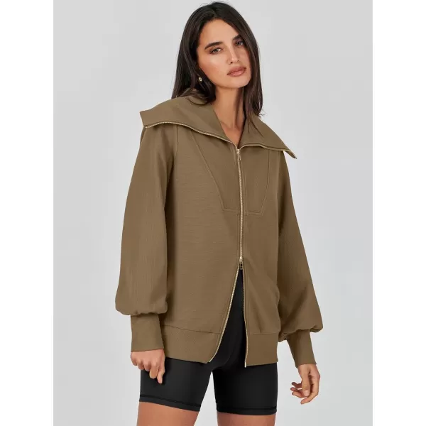 Caracilia Womens Zip Up Sweatshirt Oversized Hoodies Sweater Cute Casual Outfits Top 2023 Fall Winter Jacket Trendy Clothes