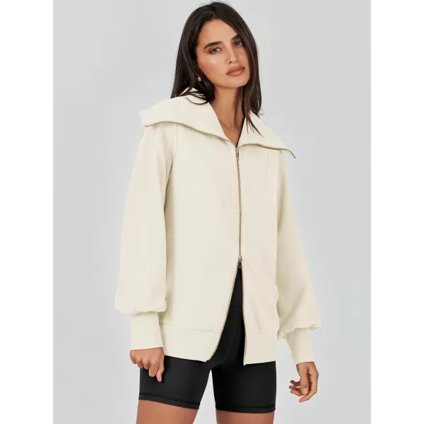 Caracilia Womens Zip Up Sweatshirt Oversized Hoodies Sweater Cute Casual Outfits Top 2023 Fall Winter Jacket Trendy Clothes