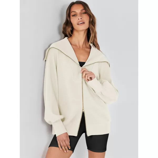 Caracilia Womens Zip Up Sweatshirt Oversized Hoodies Sweater Cute Casual Outfits Top 2023 Fall Winter Jacket Trendy Clothes