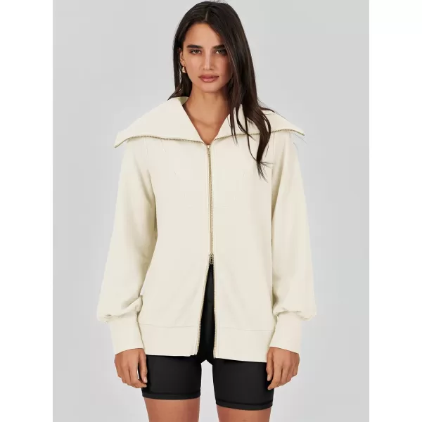 Caracilia Womens Zip Up Sweatshirt Oversized Hoodies Sweater Cute Casual Outfits Top 2023 Fall Winter Jacket Trendy Clothes